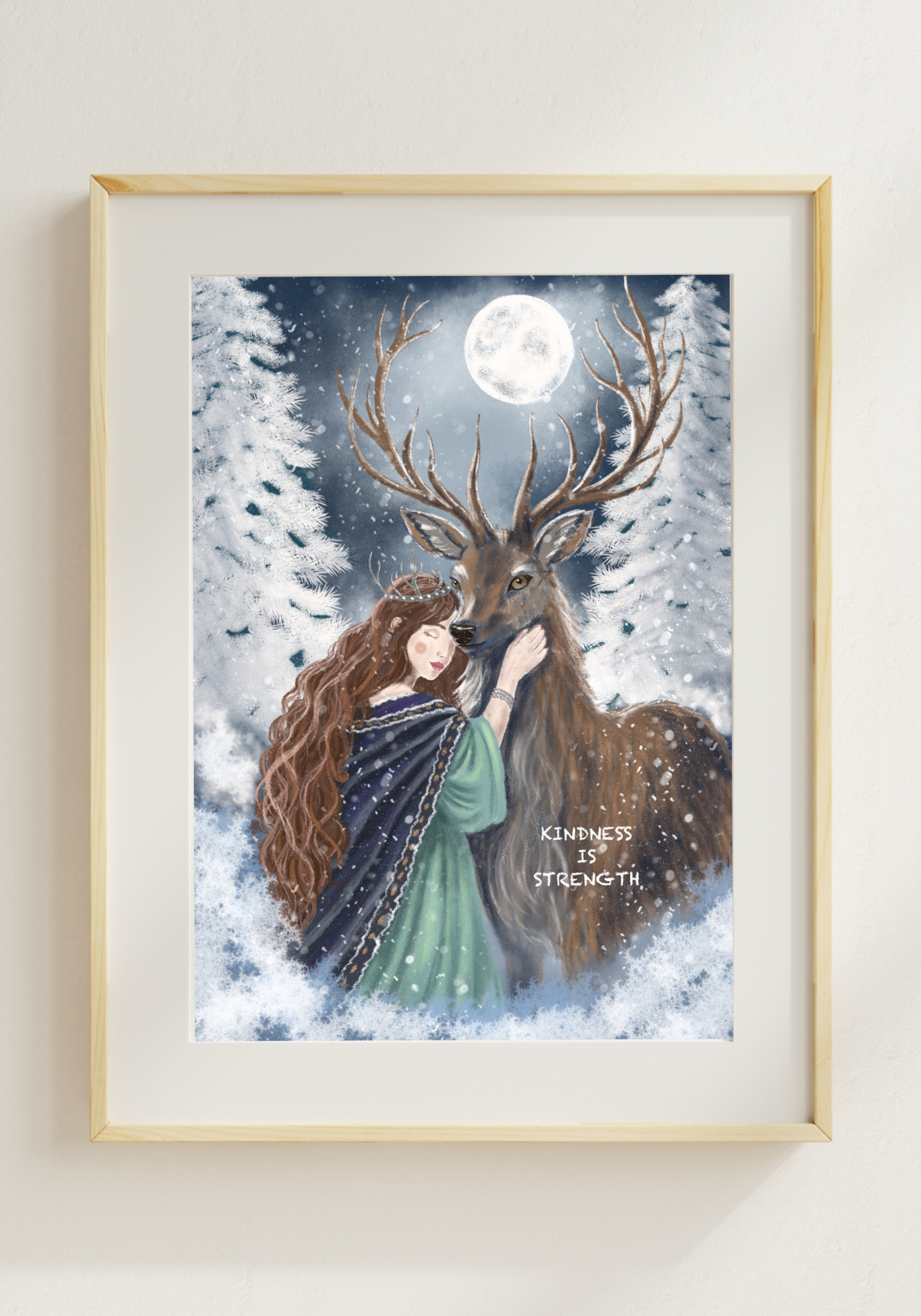 Moonlit Deer Embrace Fine Art Print