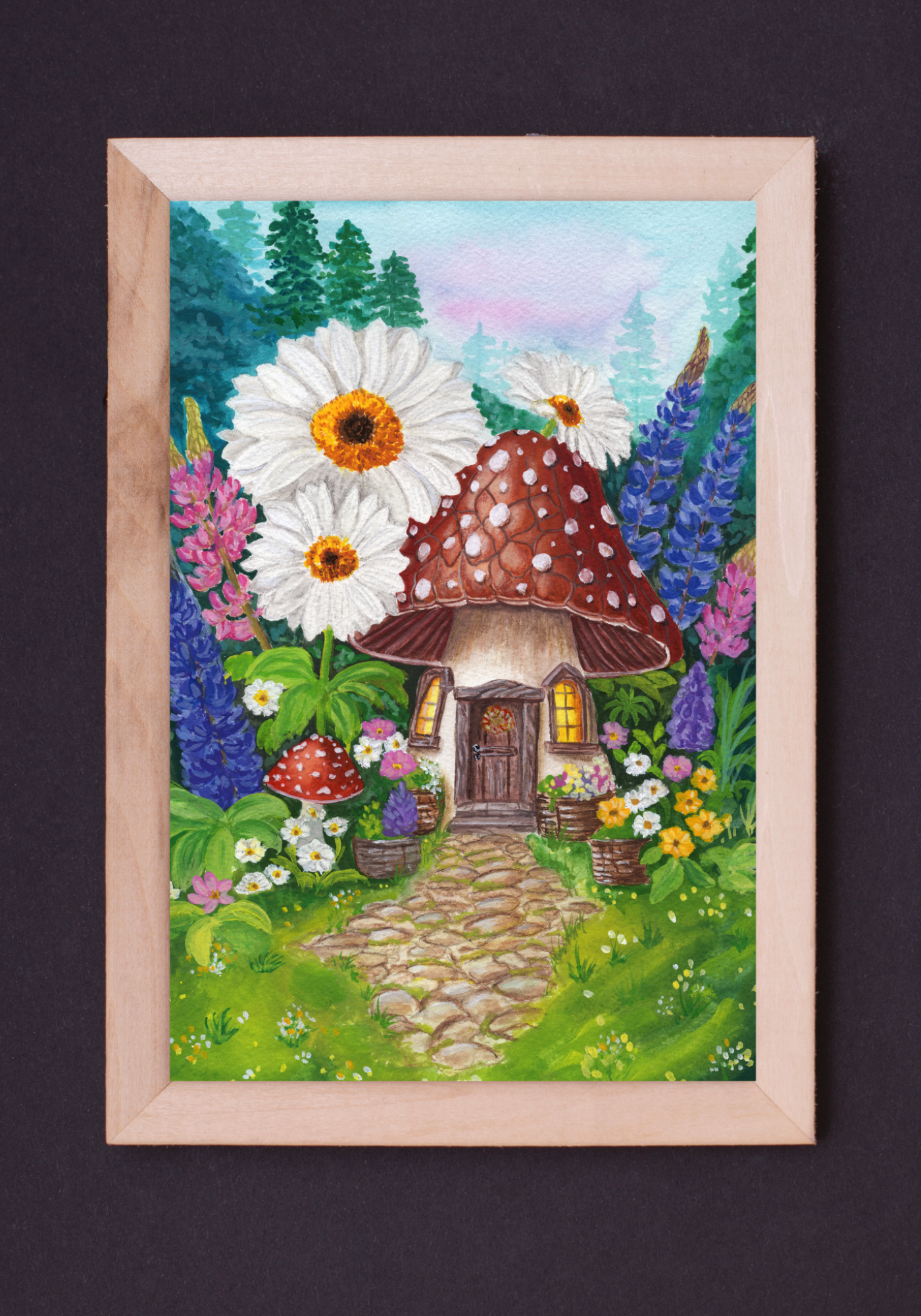 Bloomguard Cottage Original Painting on Cotton Paper