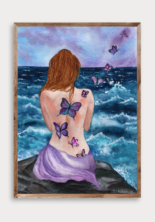 Storm-Kissed Butterfly Dance Original Painting on Cotton Paper