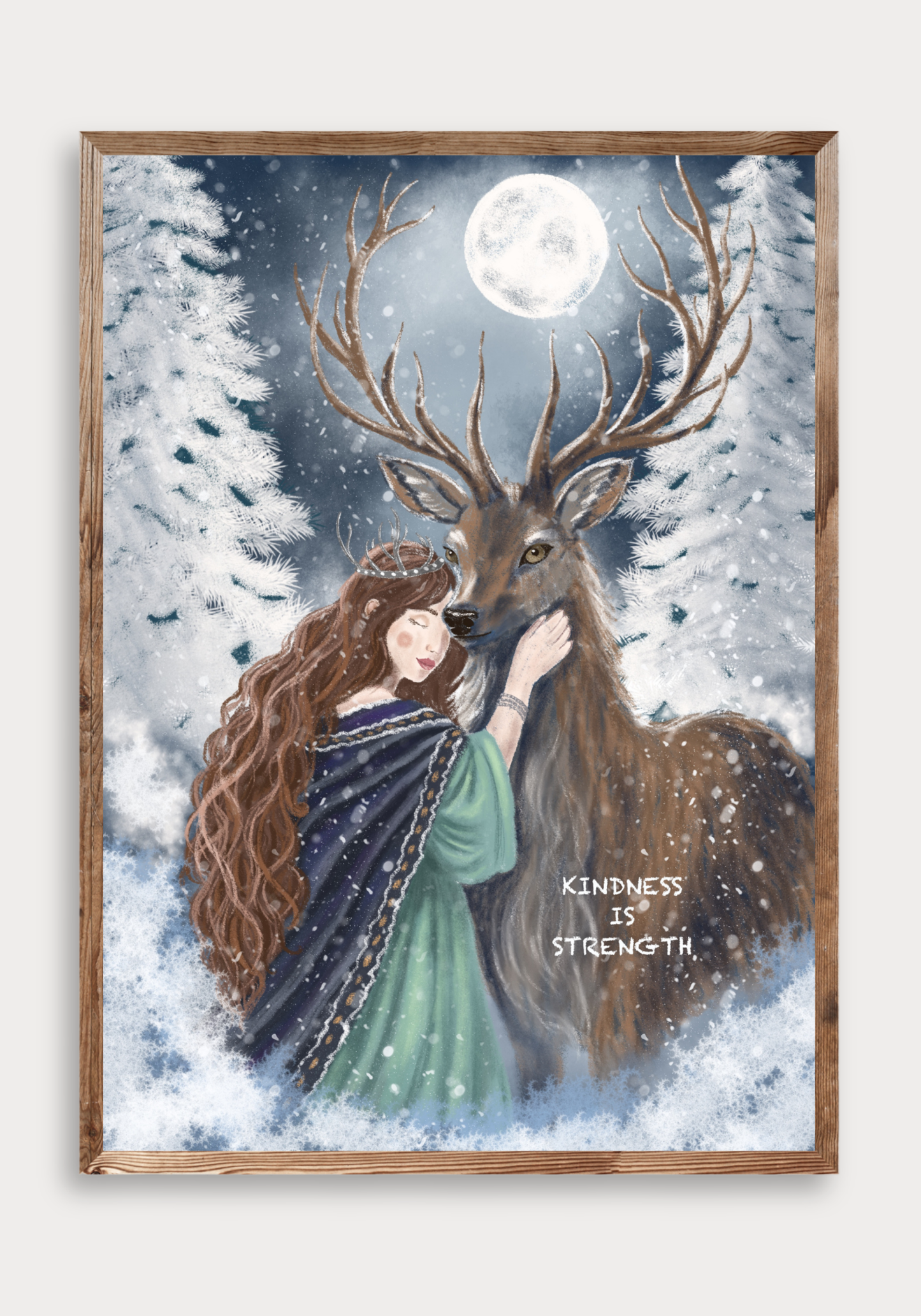 Moonlit Deer Embrace Fine Art Print