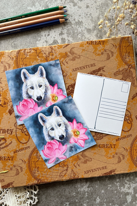 Wolf and Lotus Postcard