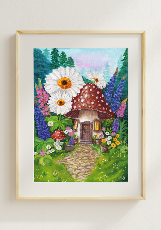 Bloomguard Cottage Original Painting on Cotton Paper