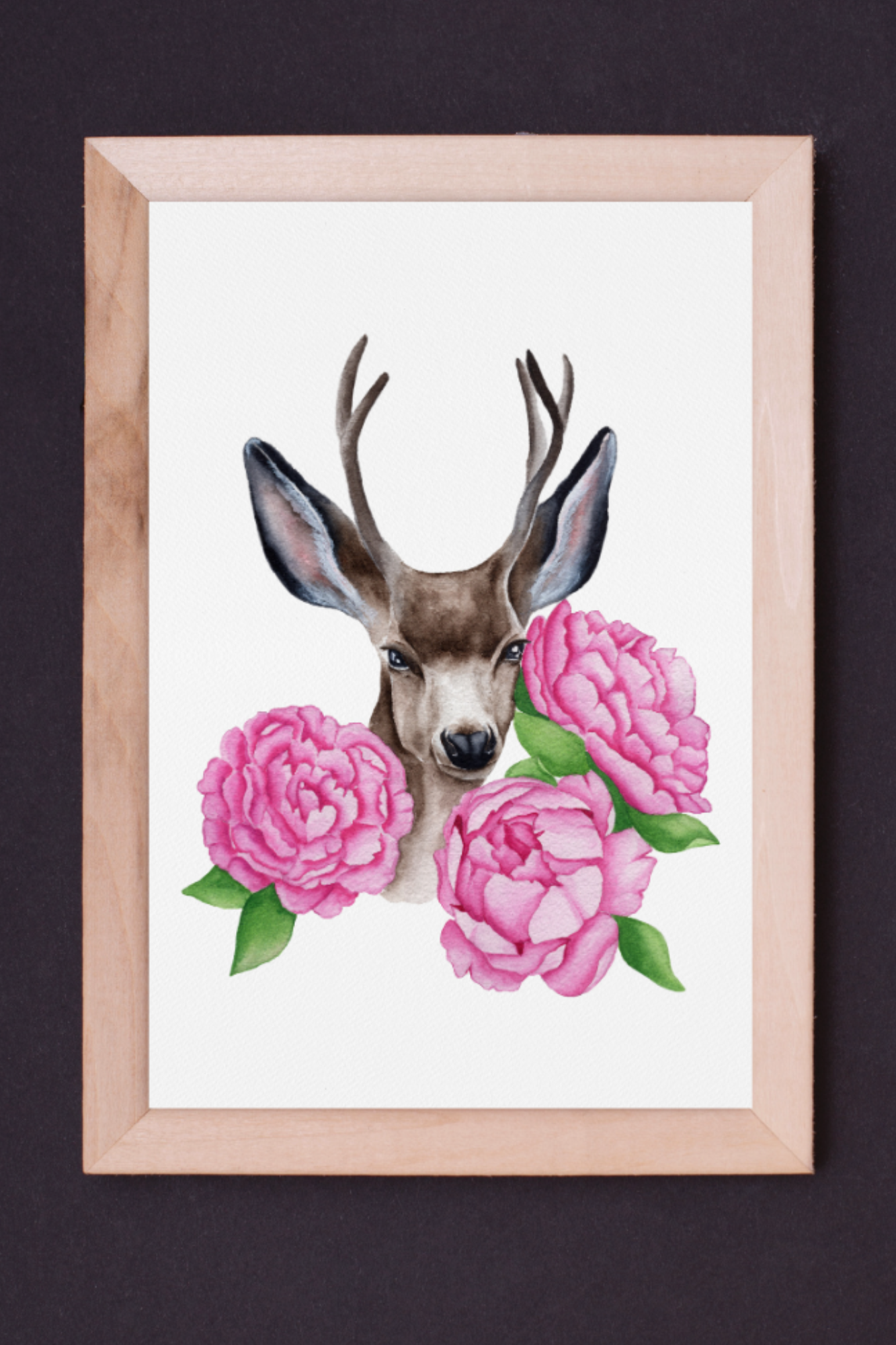 Peony Deer Delight Fine Art Print