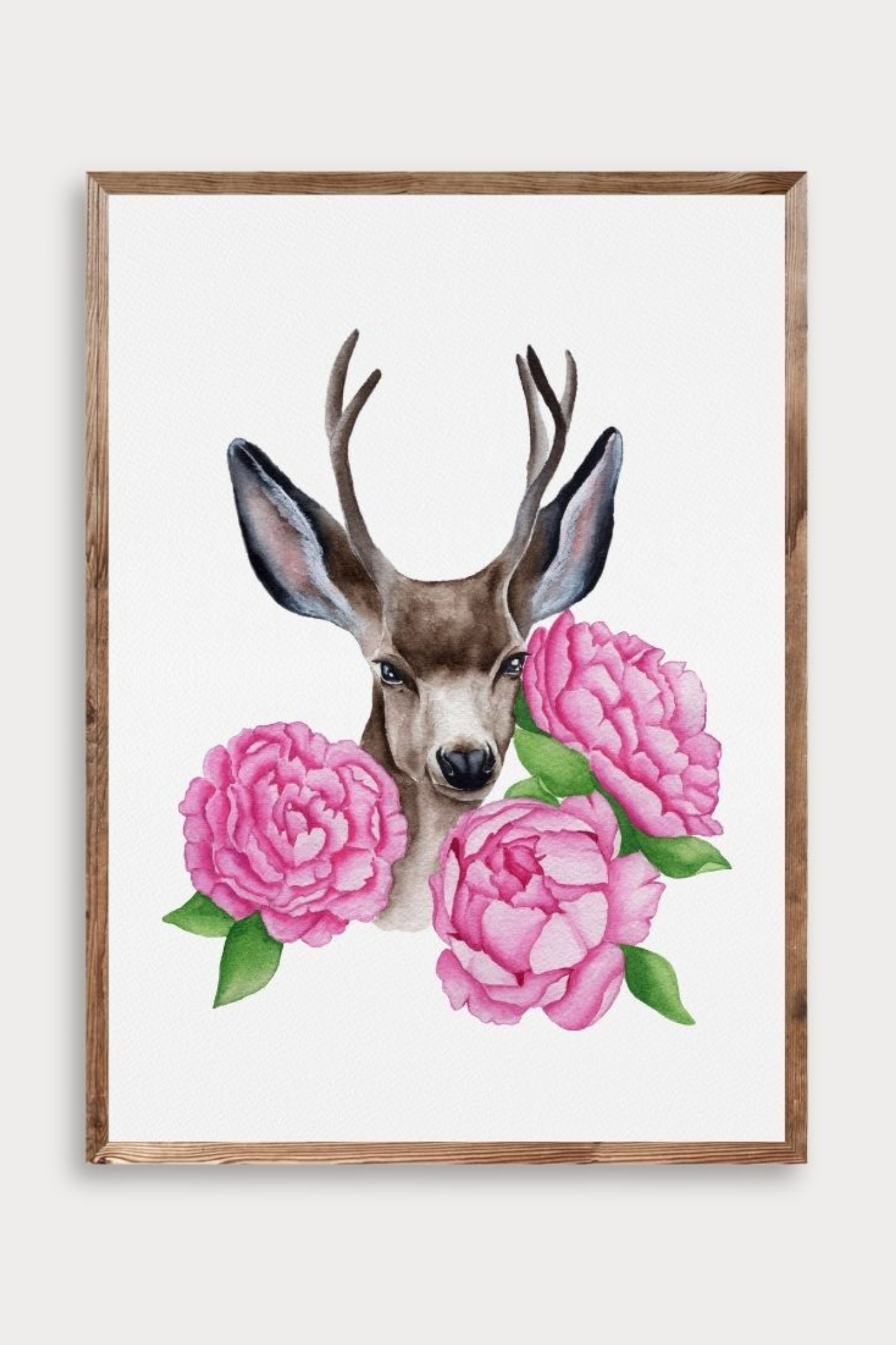Peony Deer Delight Fine Art Print