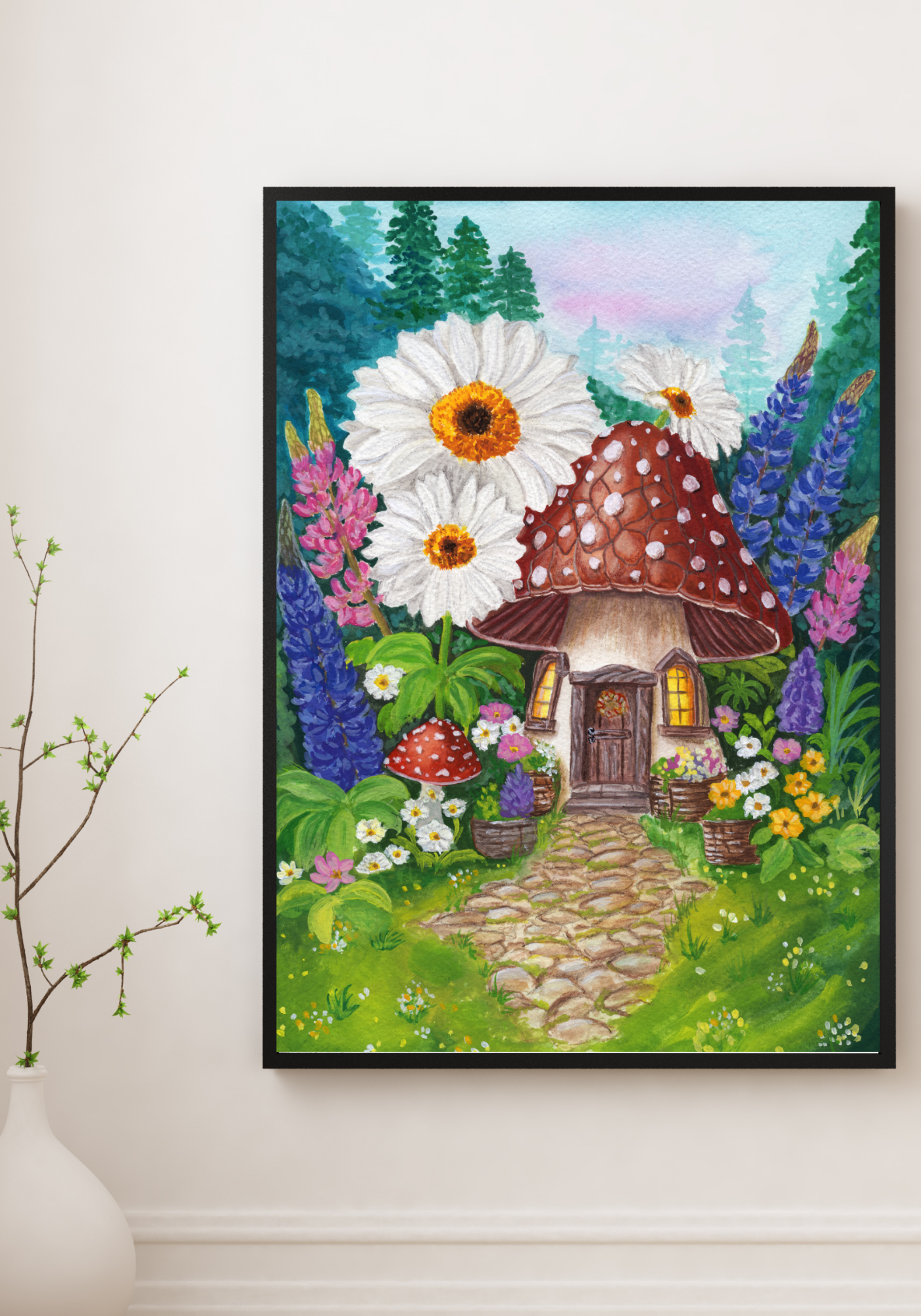 Bloomguard Cottage Original Painting on Cotton Paper