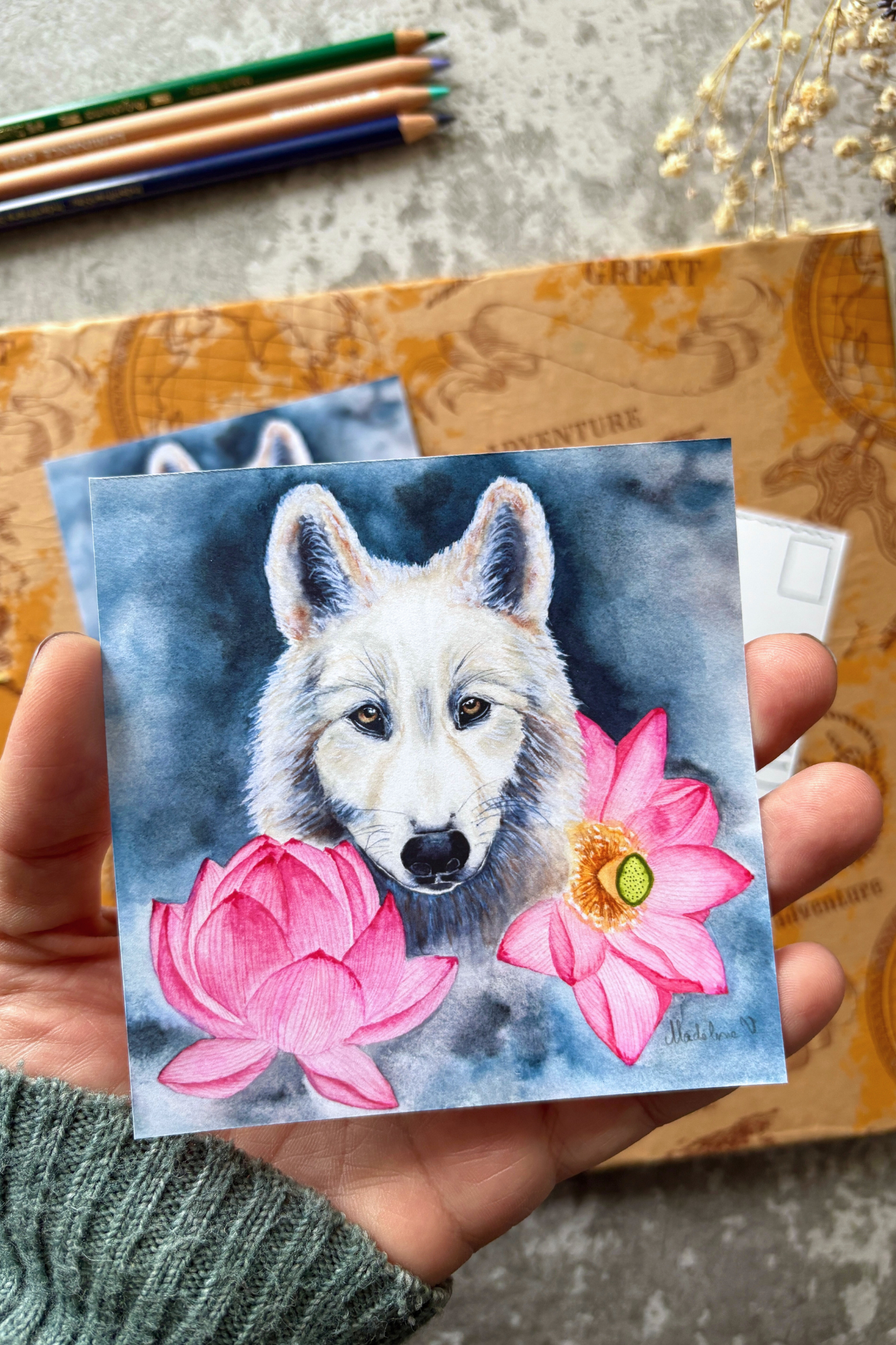 Wolf and Lotus Postcard