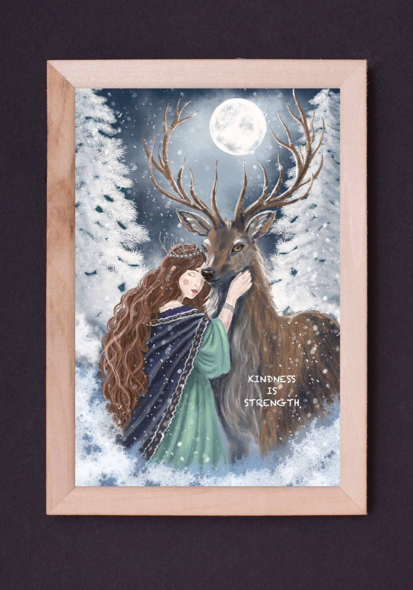 Moonlit Deer Embrace Fine Art Print