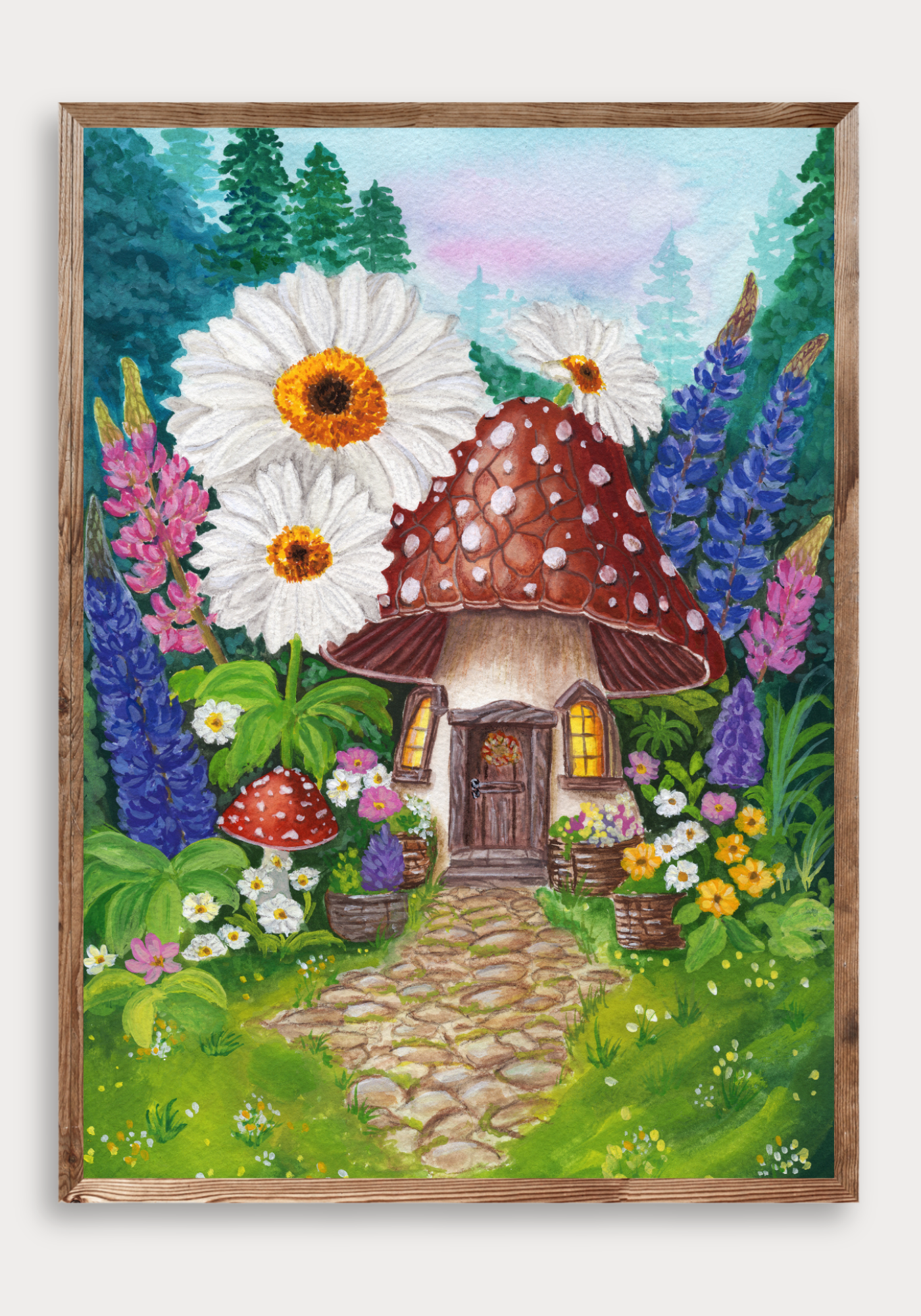 Bloomguard Cottage Original Painting on Cotton Paper