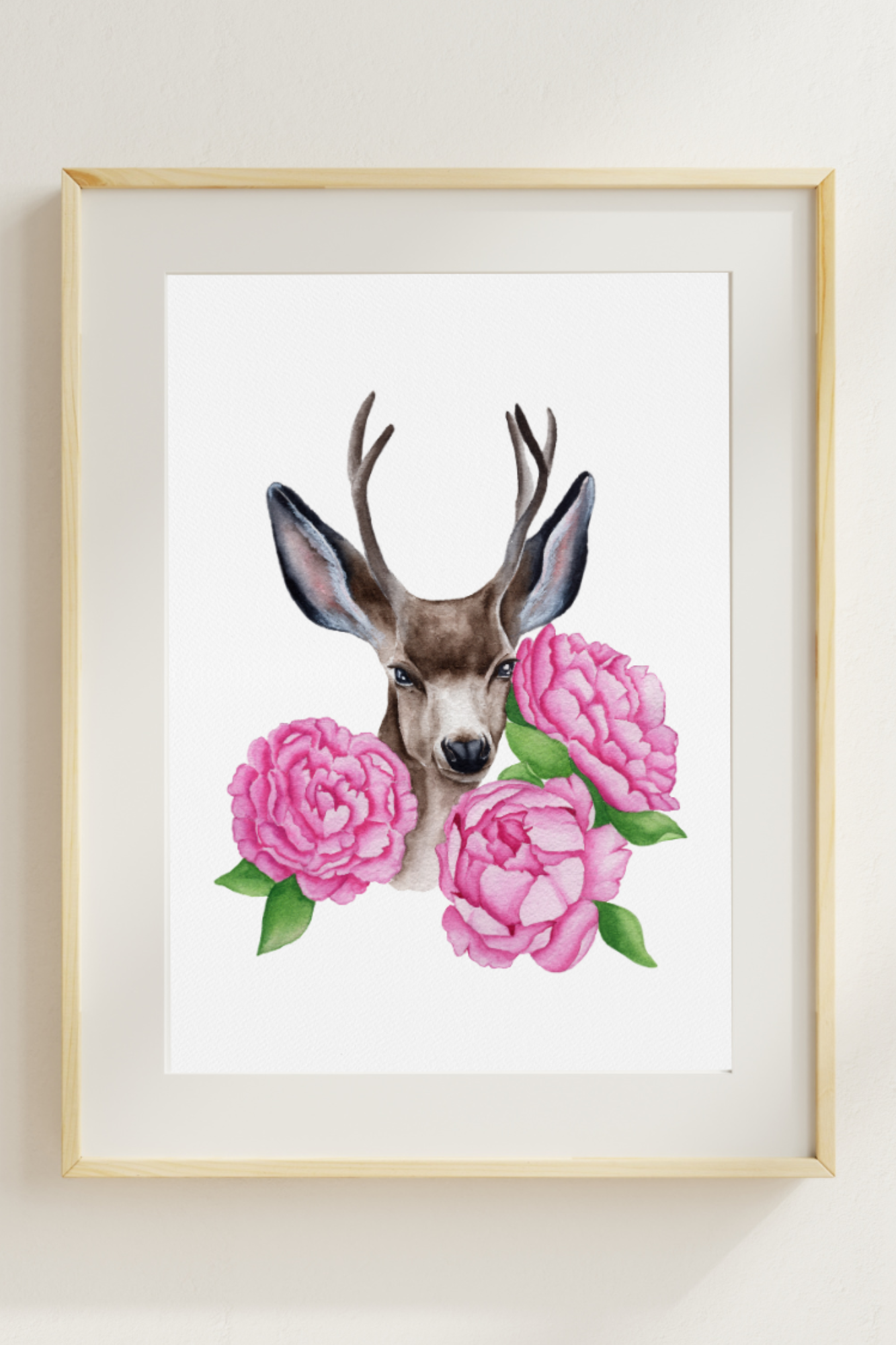 Peony Deer Delight Fine Art Print