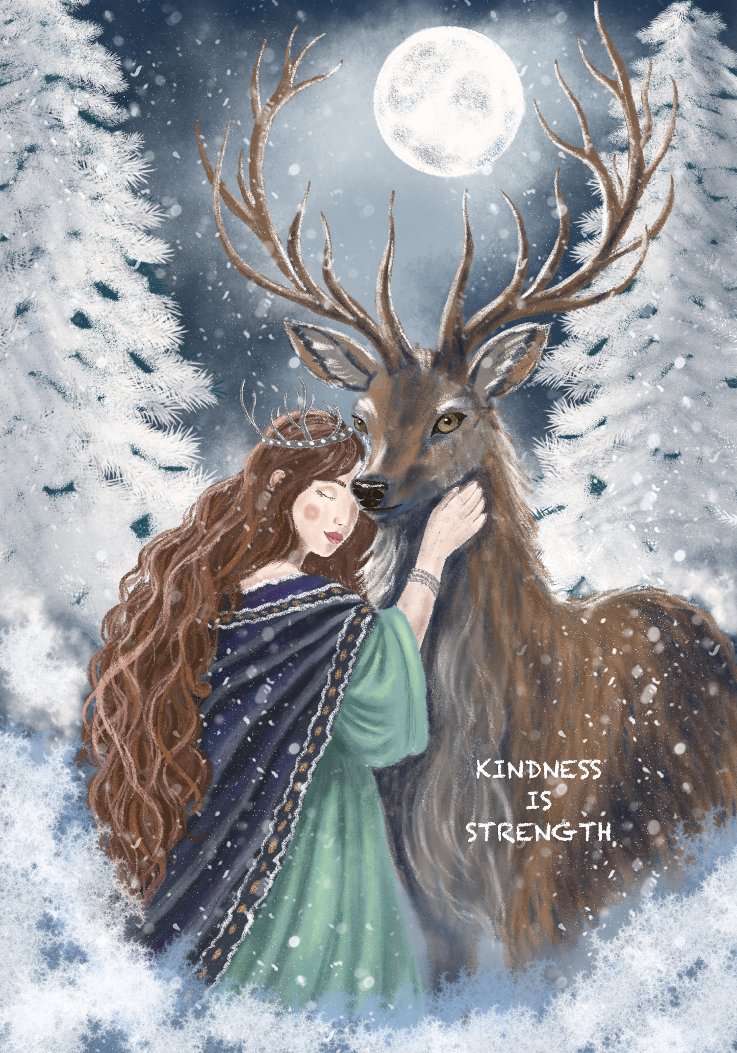 Moonlit Deer Embrace