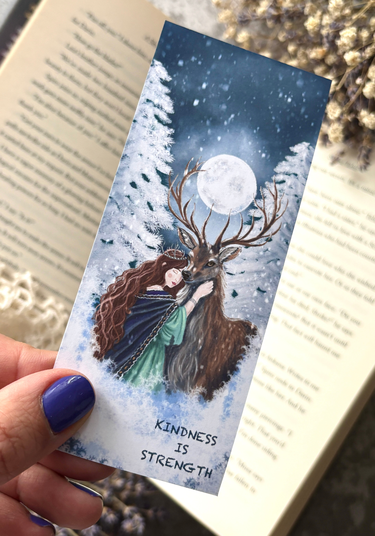 Moonlit Deer Embrace Bookmark