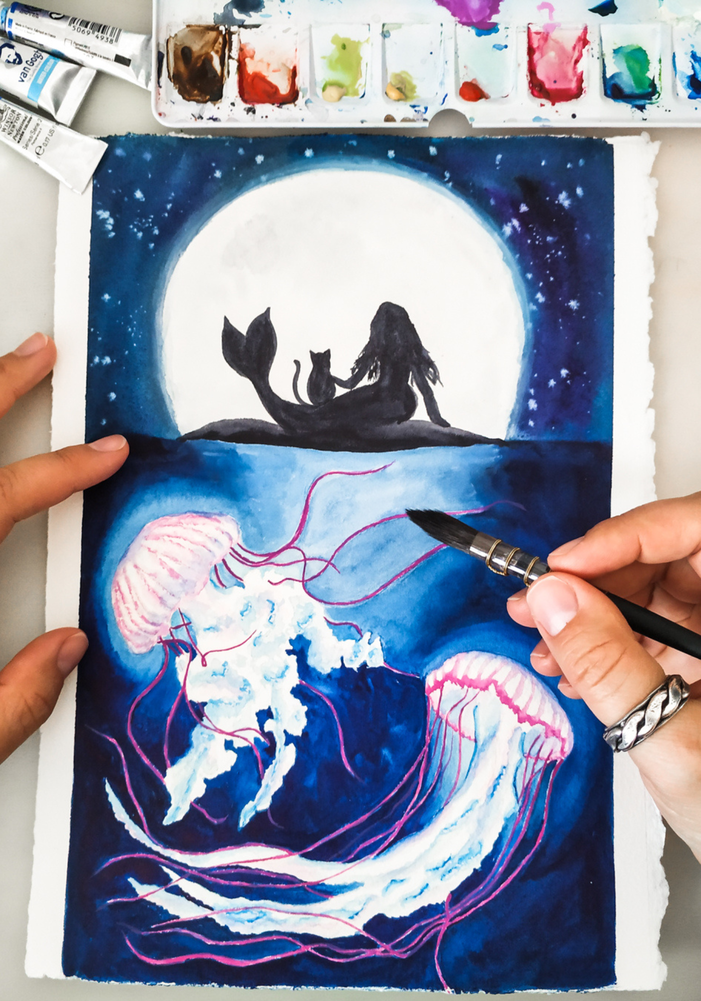Tides of Light Original Painting on Cotton Paper