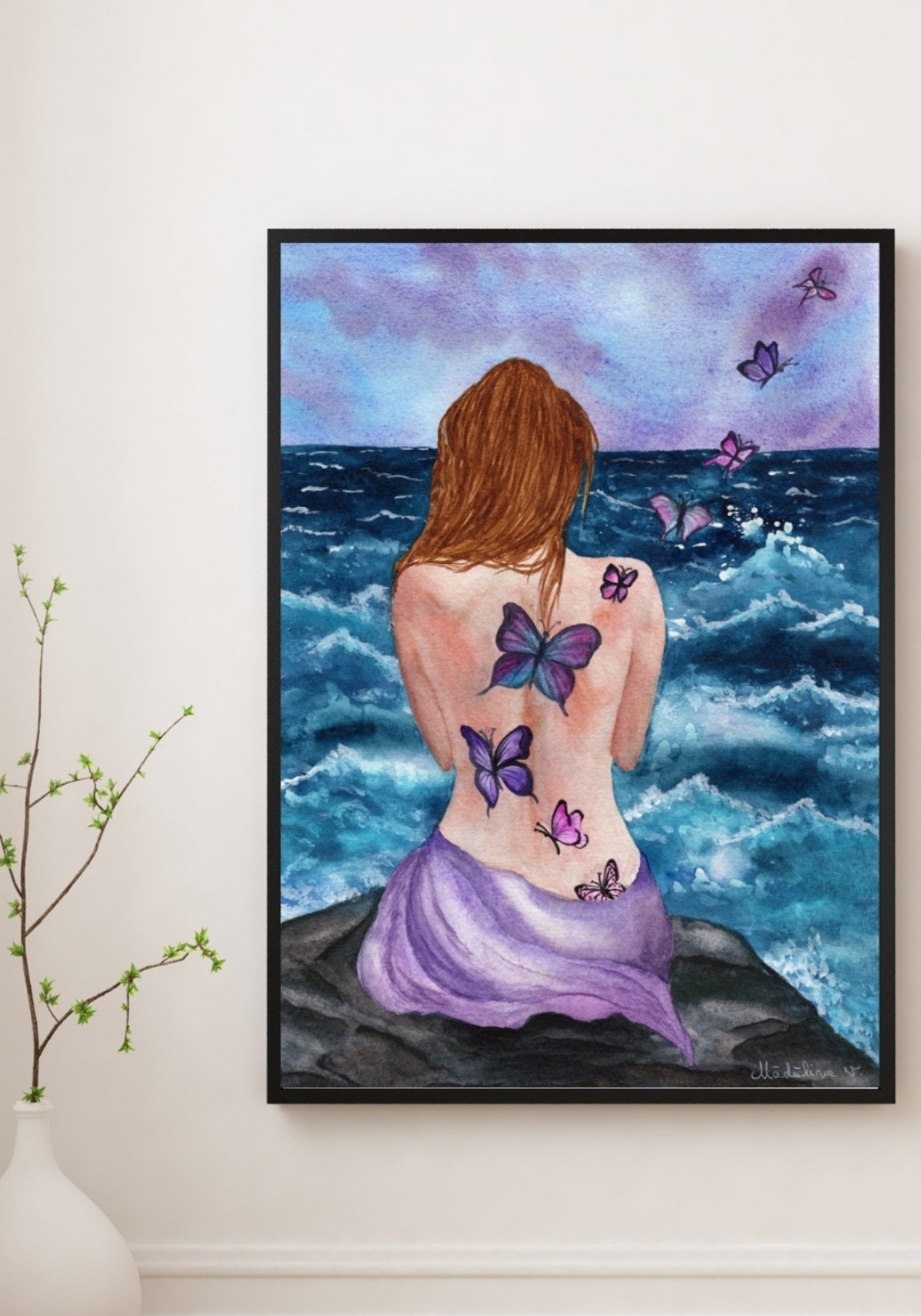 Storm-Kissed Butterfly Dance Original Painting on Cotton Paper